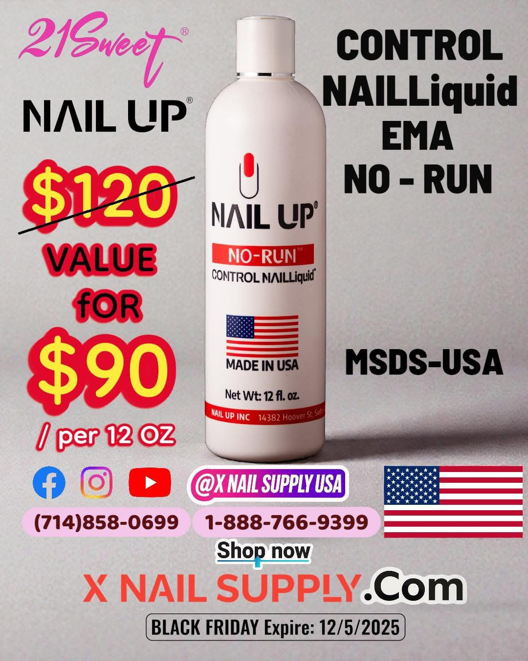 Nail Up Control Nail Liquid EMA, 12 oz [17% Off]