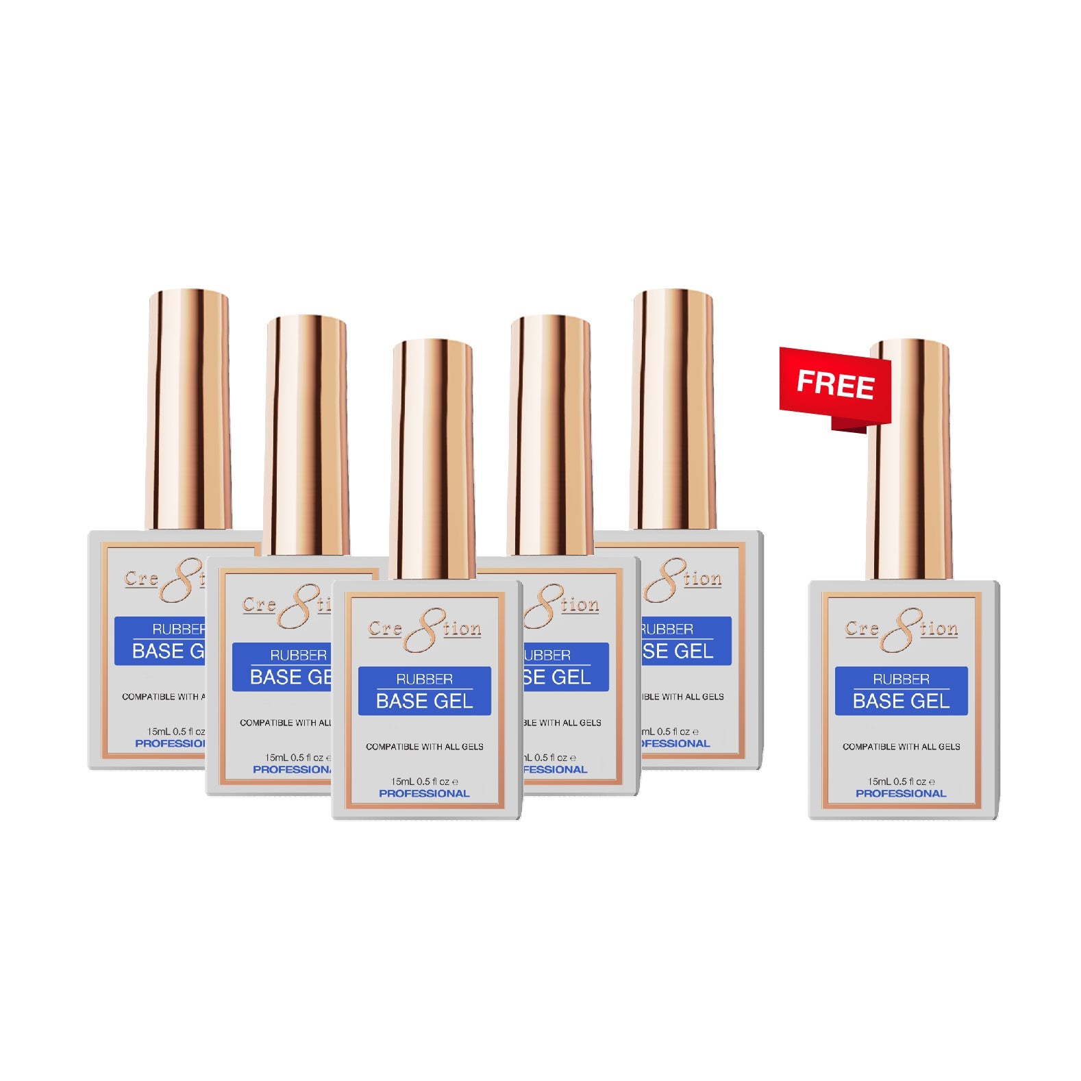 [6 Pack Bonus] Cre8tion Rubber Base Coat 0.5oz (Compare - Buy 5 Get 1 Free)