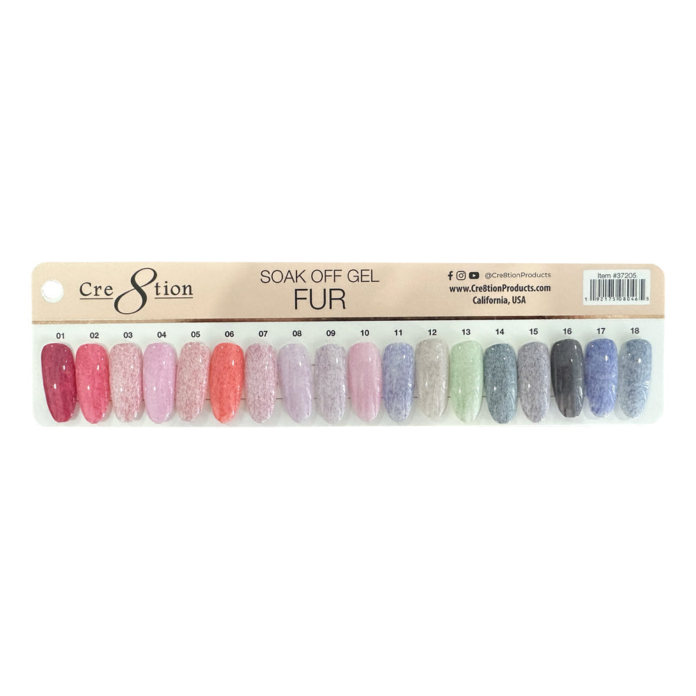Cre8tion Color Chart - Fur Gel 18 Colors