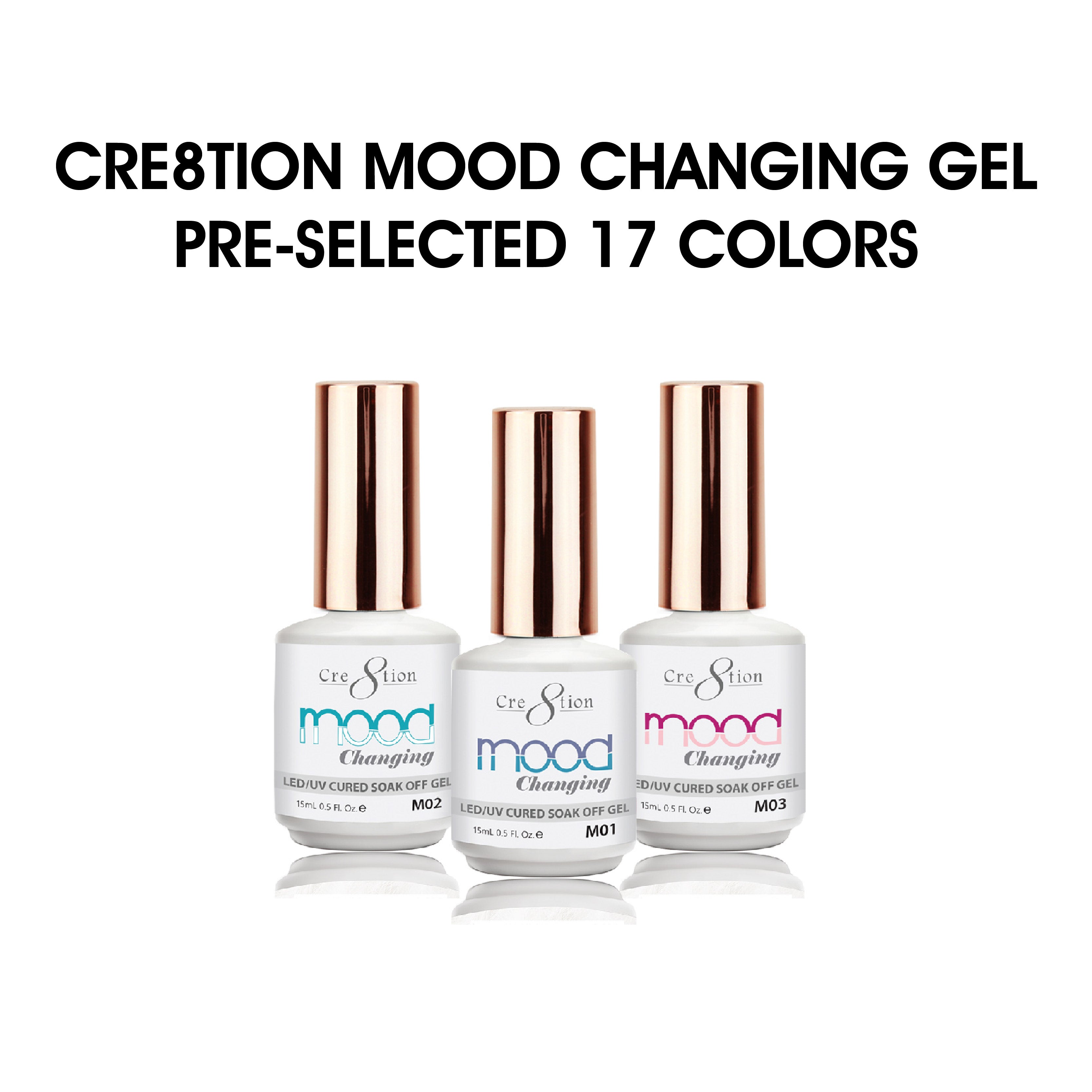 Cre8tion Mood Changing Soak Off Gel 0.5oz - Pre-selected 17 Colors (Grab Bag)