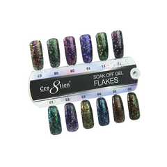 Cre8tion Color Chart - Flakes Gel 12 colors