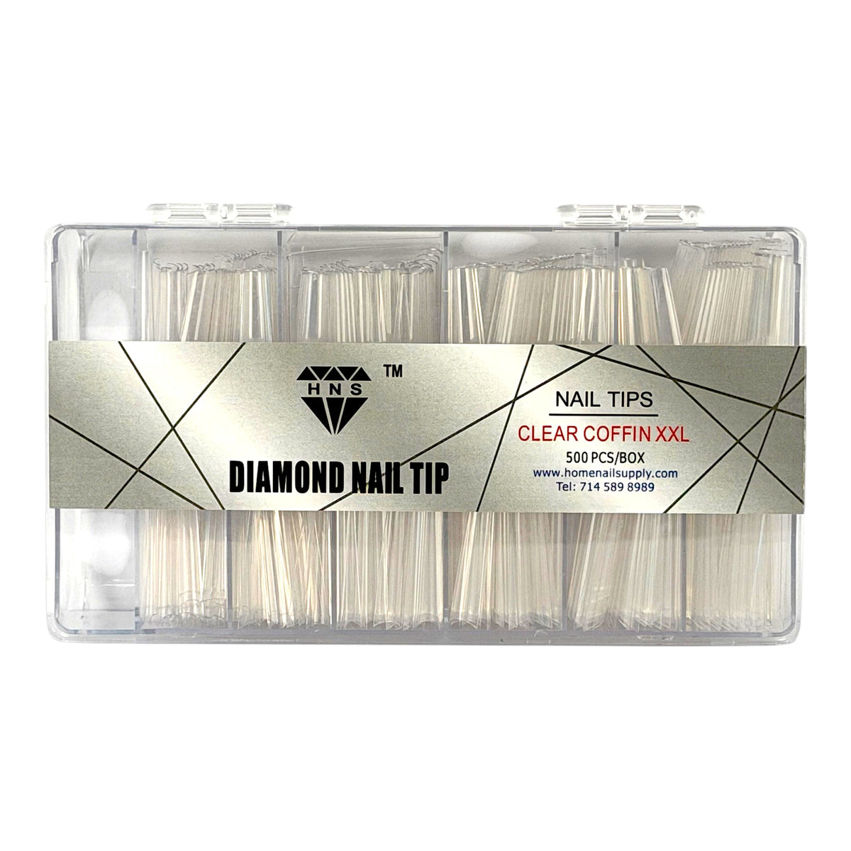 HNS DIAMOND NAIL TIP CLEAR COFFIN