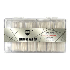 HNS DIAMOND NAIL TIP CLEAR COFFIN