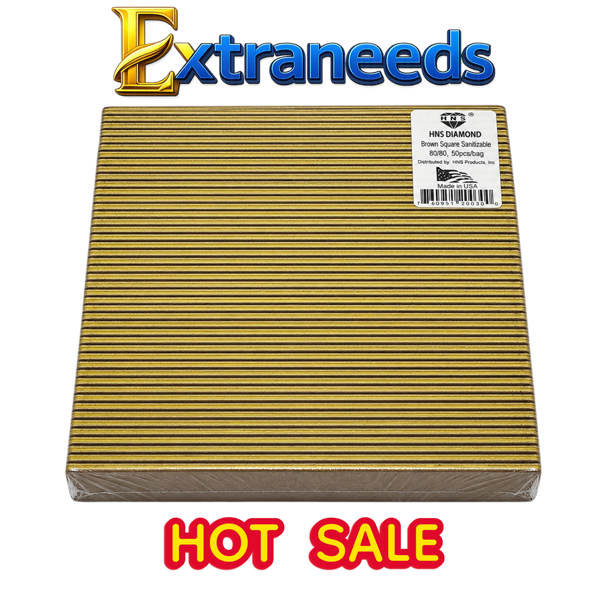 HNS DIAMOND NAIL FILES BROWN SQUARE Sanitizable 80/80 IN bag 50pcs