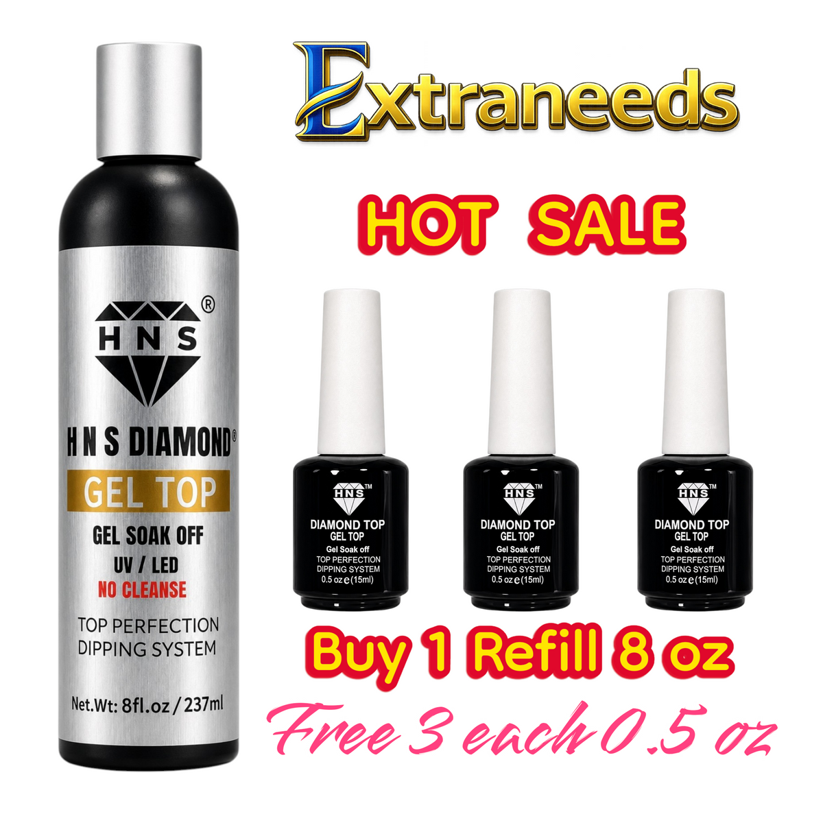HNS DIAMOND GEL TOP BUY 5 EA REFILL 8 oz HOT HOT DEALS ($ 250)