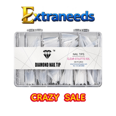 HNS DIAMOND NAIL TIP CLEAR STILETTO