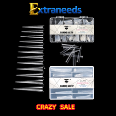 HNS DIAMOND NAIL TIP CLEAR STILETTO