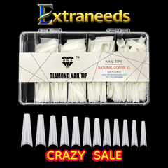 HNS DIAMOND NAIL TIP NATURAL COFFIN