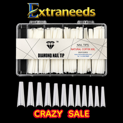 HNS DIAMOND NAIL TIP NATURAL COFFIN