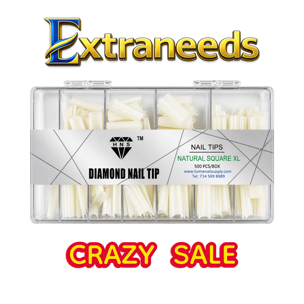 HNS DIAMOND NAIL TIP NATURAL SQUARE