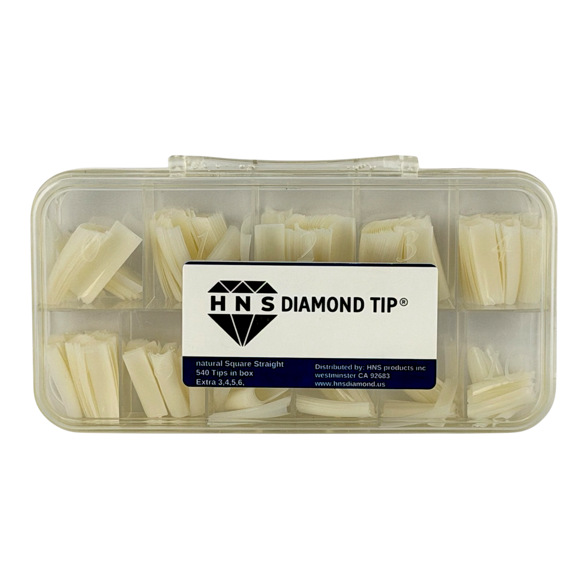 HNS NATUTAL SQUARE STRAIGHT NAIL TIP  540 EACH  IN BOX