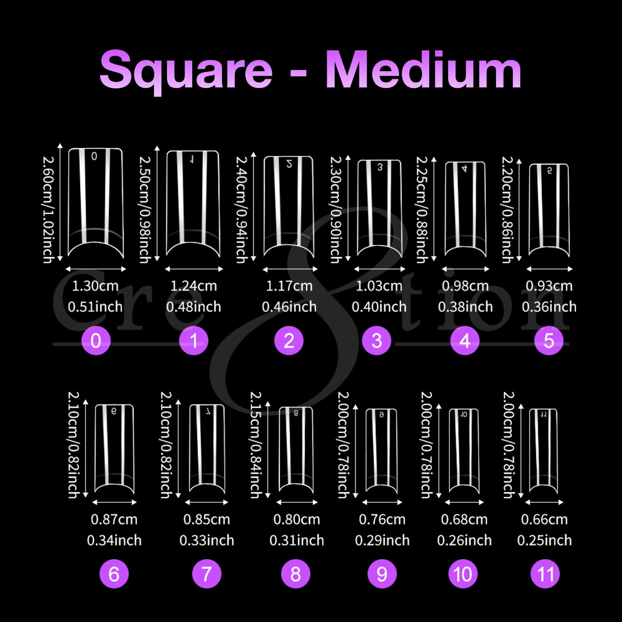 Cre8tion Special Shape Tip Square Clear - Medium