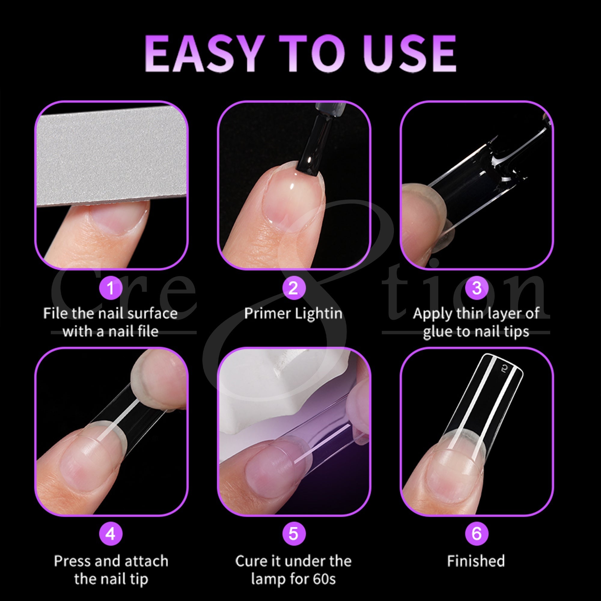 Cre8tion Special Shape Tip Square Clear - Medium