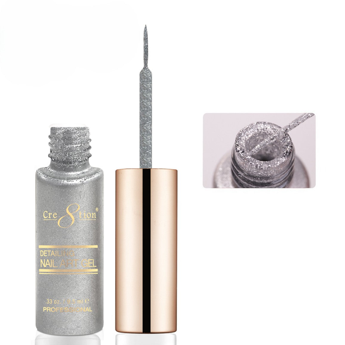Cre8tion Detailing Nail Art Gel 0.33oz 27 Silver Glitter