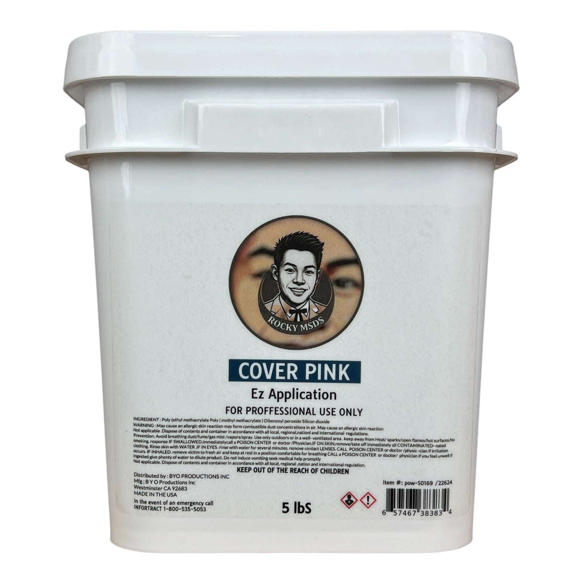 Rocky MSDS Cover Pink Nail Powder 5lbs [Buy 1 Free 1 Base 1 Top Rocky TPO HEMA Free]