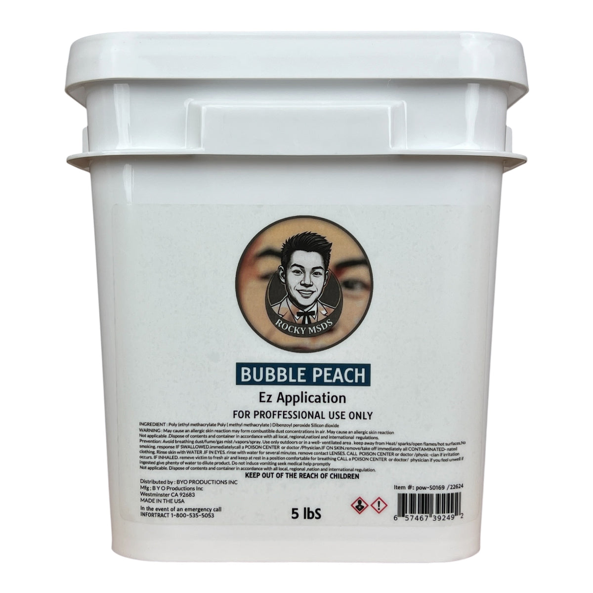 Rocky MSDS Bubble Peach Nail Powder 5lbs [Buy 1 Free 1 Base & 1 Top Rocky TPO HEMA Free]