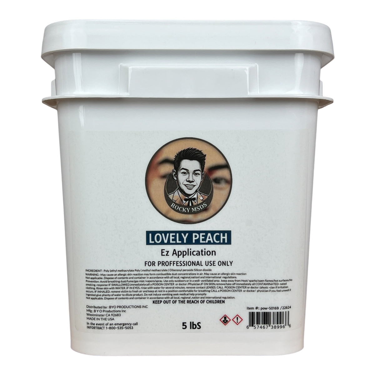 Rocky MSDS Lovely Peach Nail Powder 5lbs [Buy 1 Free 1 Base & 1 Top Rocky TPO HEMA Free]