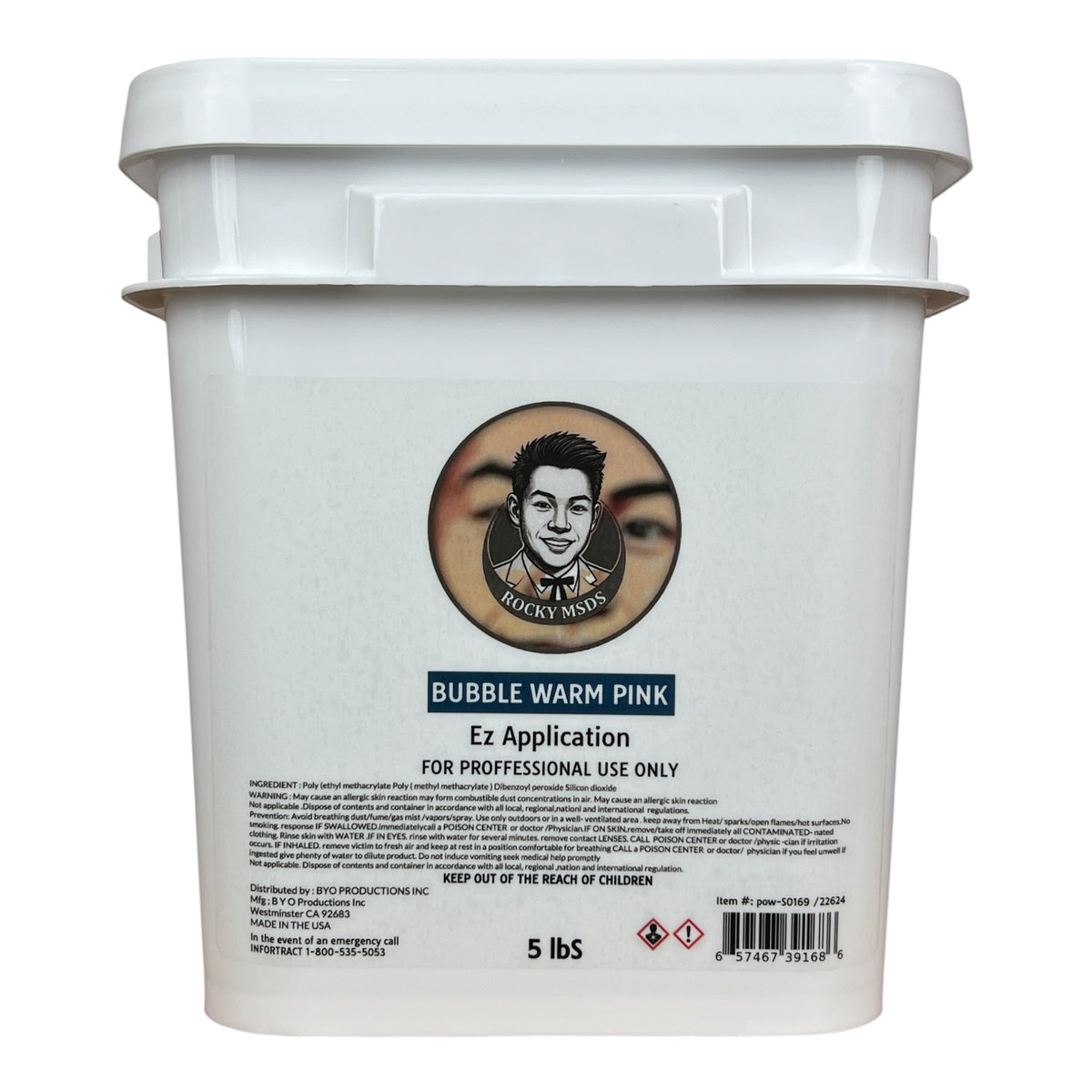 Rocky MSDS Bubble Warm Pink Nail Powder 5lbs [Buy 1 Free 1 Base 1 Top Rocky TPO HEMA Free]