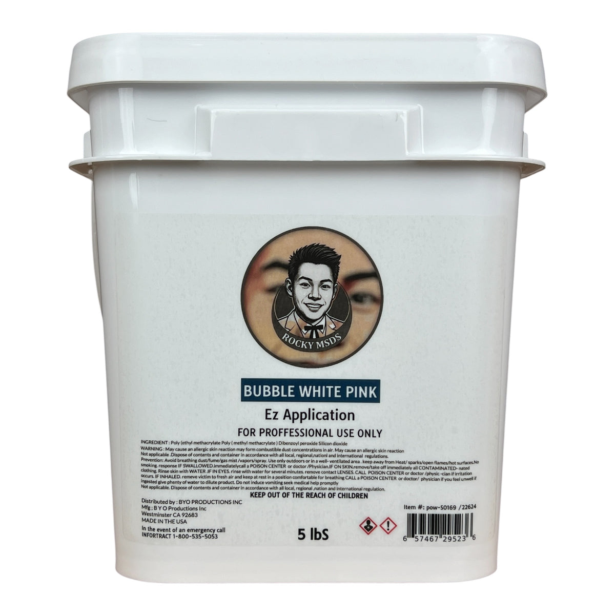 Rocky MSDS Bubble White Pink Nail Powder 5lbs [Buy 1 Free 1 Base 1 Top Rocky TPO HEMA Free]