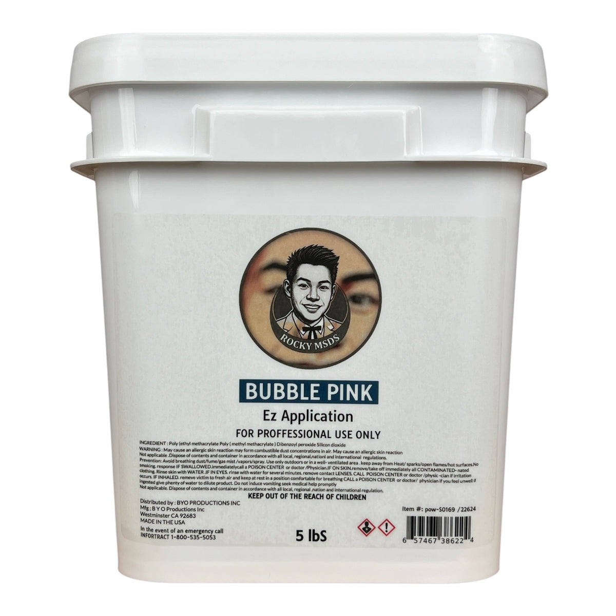 Rocky MSDS Bubble Pink Nail Powder 5lbs [Buy 1 Free 1 Base 1 Top Rocky TPO HEMA Free]