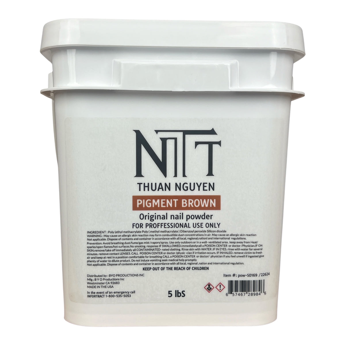 NTT Pigment Brown Nail Powder 5lbs [Buy 1 Free 1 Base 1 Top Rocky TPO HEMA Free]