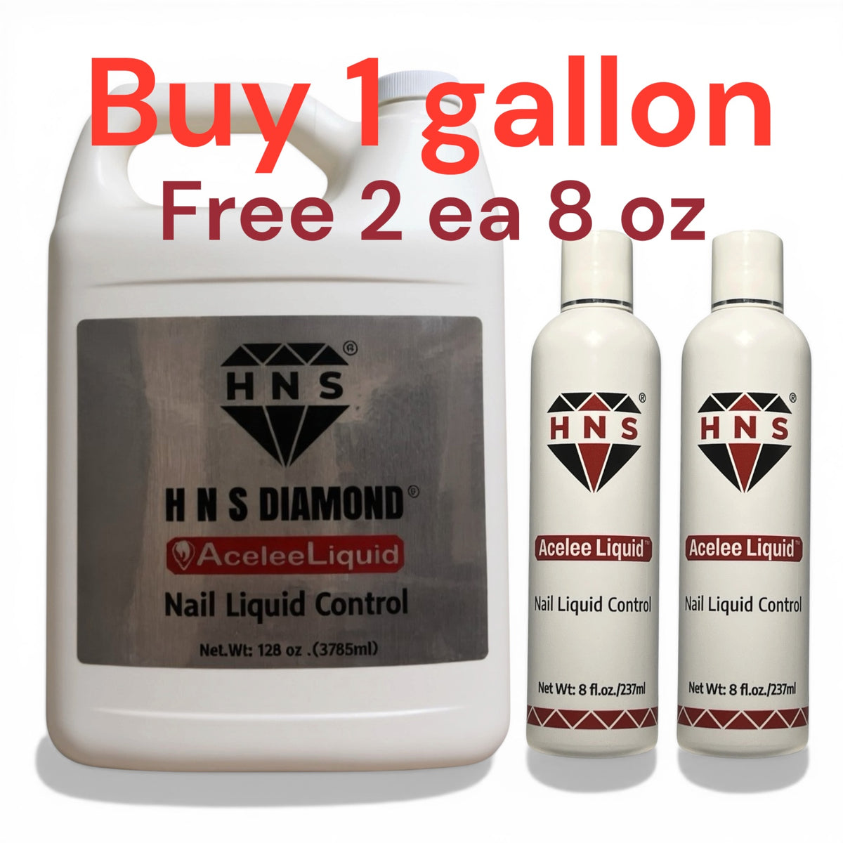 HNS ACELEE NAIL LIQUID CONTROL BUY 1 GALLON FREE 2 EACH 8OZ