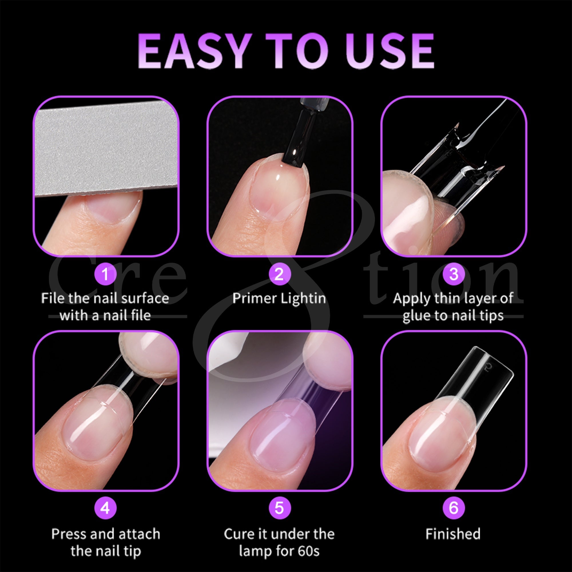 Cre8tion Special Shape Tip Square Clear - Short