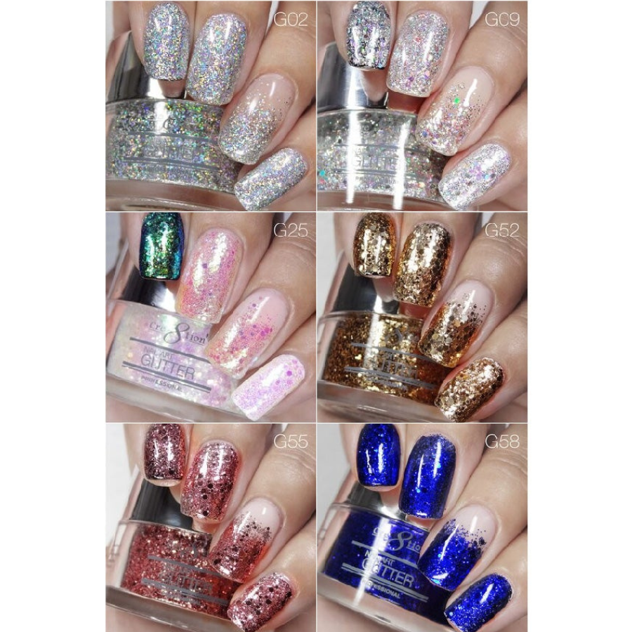 [Bonus Combo] Cre8tion Nail Art Glitter 1oz - 6 Top Selling Colors