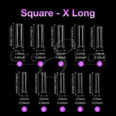 Cre8tion Special Shape Tip Square Clear - Extra Long