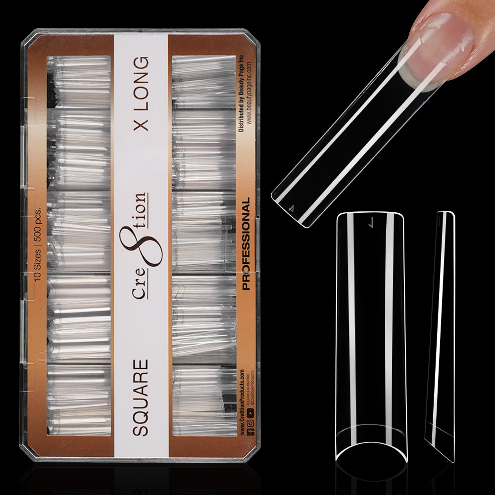 Cre8tion Special Shape Tip Square Clear - Extra Long