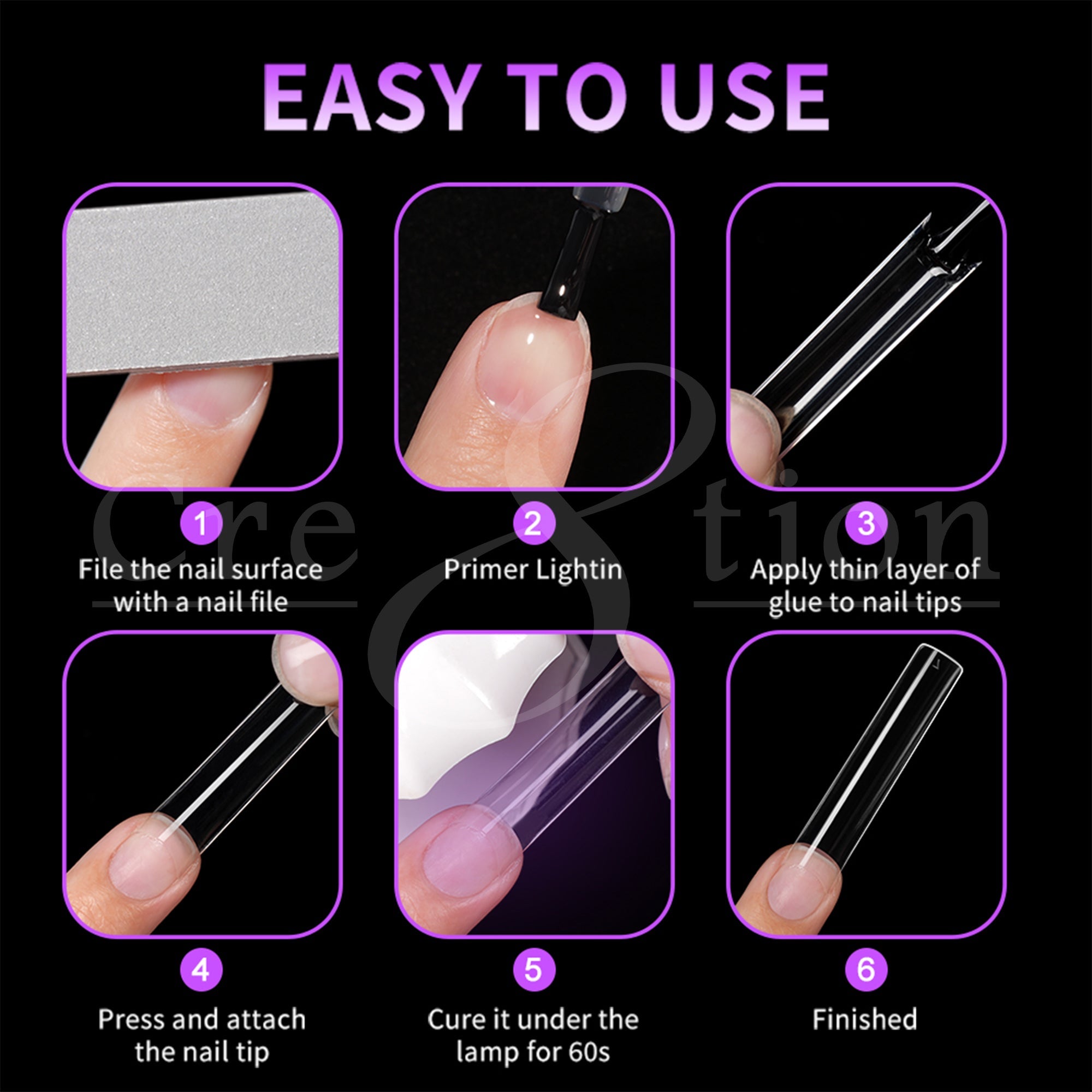 Cre8tion Special Shape Tip Square Clear - Extra Extra Long