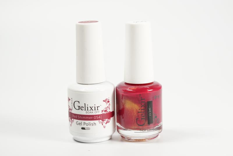 Gelixir Nail Polish Gel & Matching Lacquer Red Shimmer 1 PK #054