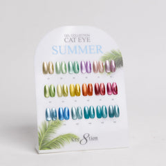 Cre8tion Cat Eye Gel 0.5oz - Summer Collection - 18 colors (#37-48 & #139-144) w/ 1 Round Shape Magnet, 1 Magnet Duo & 1 Color Chart