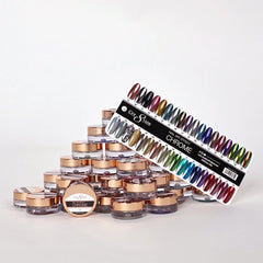 Cre8tion Chrome Nail Art Effect 1g - Full set 36 Colors (#01 - #36) w/ 1 Chrome Base & 1 Chrome Top 0.5oz