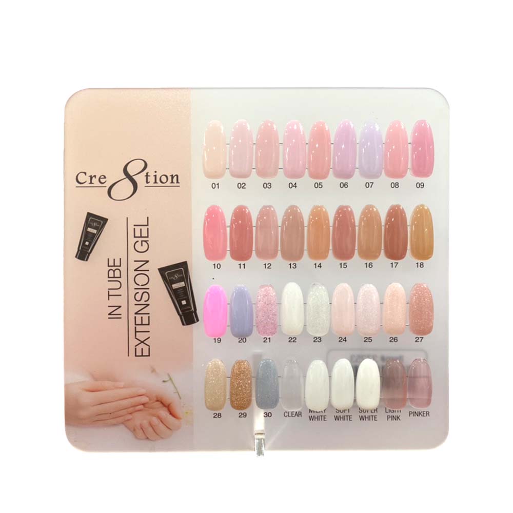 Cre8tion Counter Display Color Chart - In Tube Extension Gel 36 Colors (#01-#36)