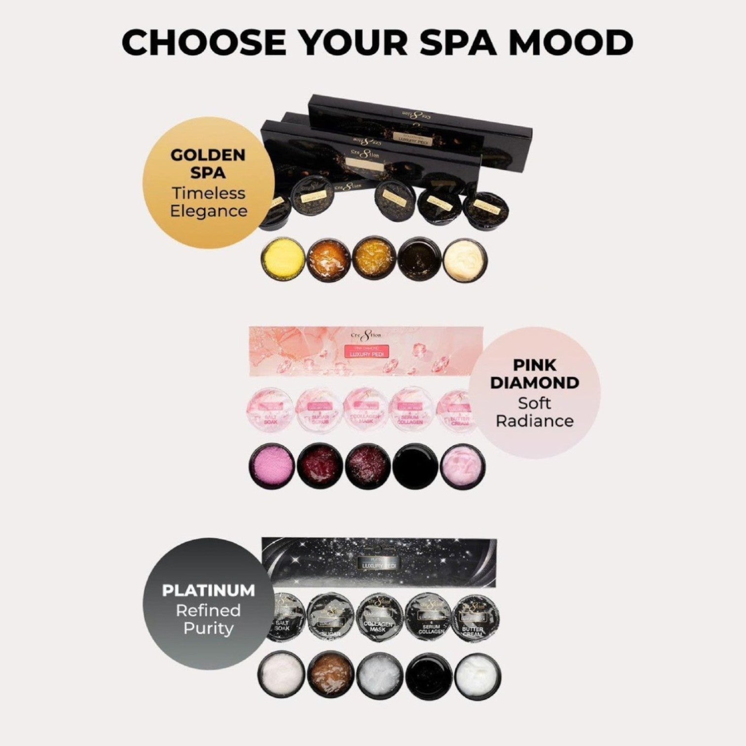 [Bonus Combo] Cre8tion Luxury Pedicure Spa - Pink Diamond & Golden - with 1 Free Platinum