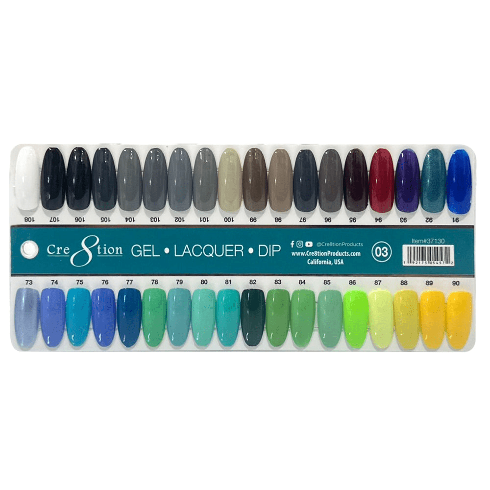 Cre8tion Matching Color - 36 colors Board 3 #73-#106 w/ 2 Color Chart