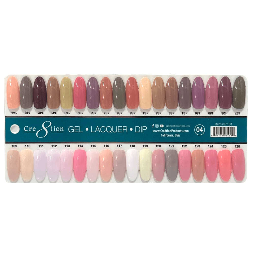 Cre8tion Matching Color - 36 colors Board 4 #109-#144 w/ 2 Color Chart