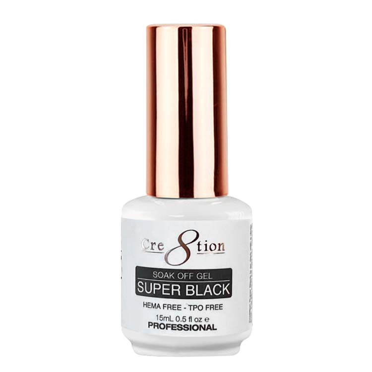 Cre8tion Soak Off Gel 0.5oz - Super Black Hema Free & TPO Free