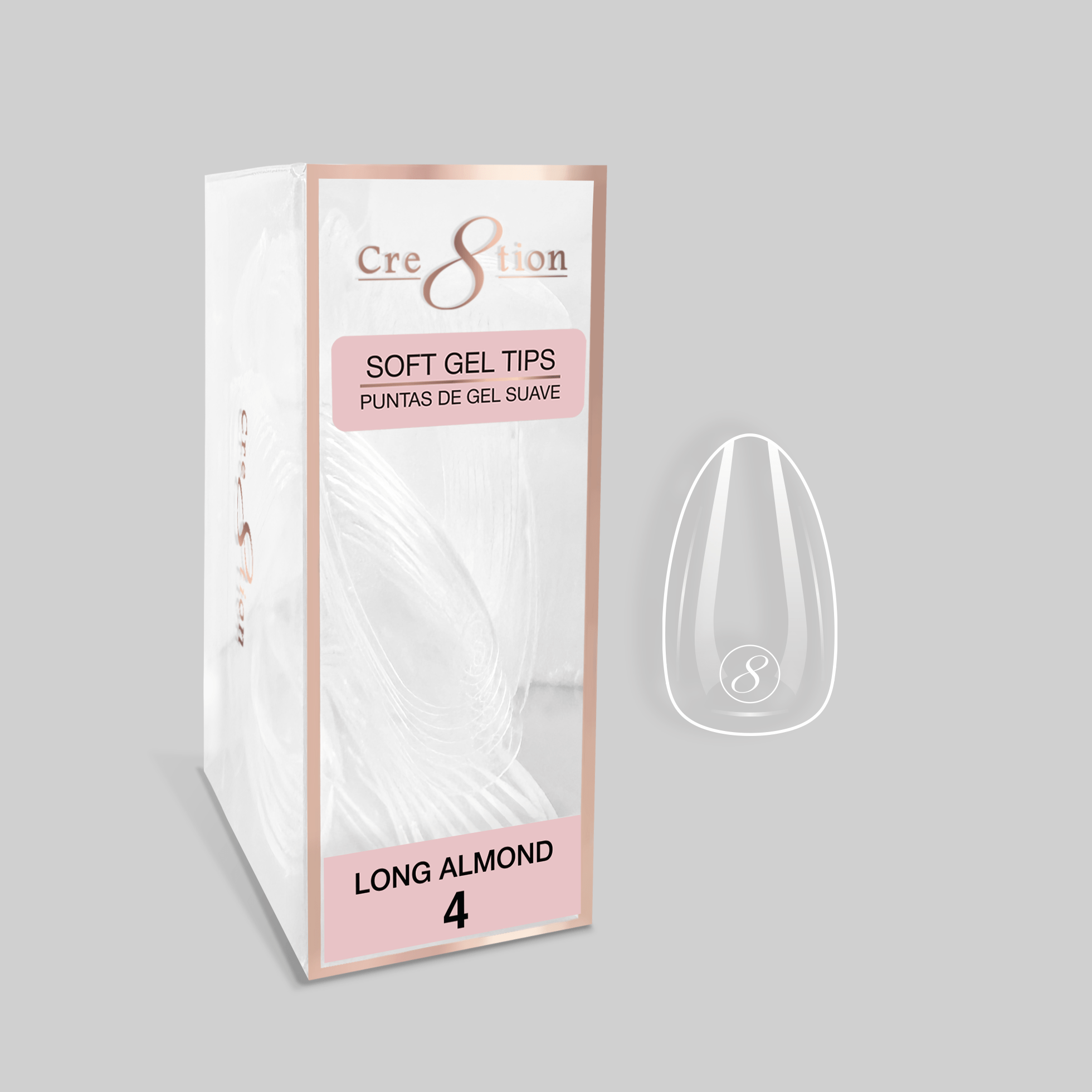 Cre8tion Soft Gel Tips - ALMOND Refill Tip (100pcs/box)