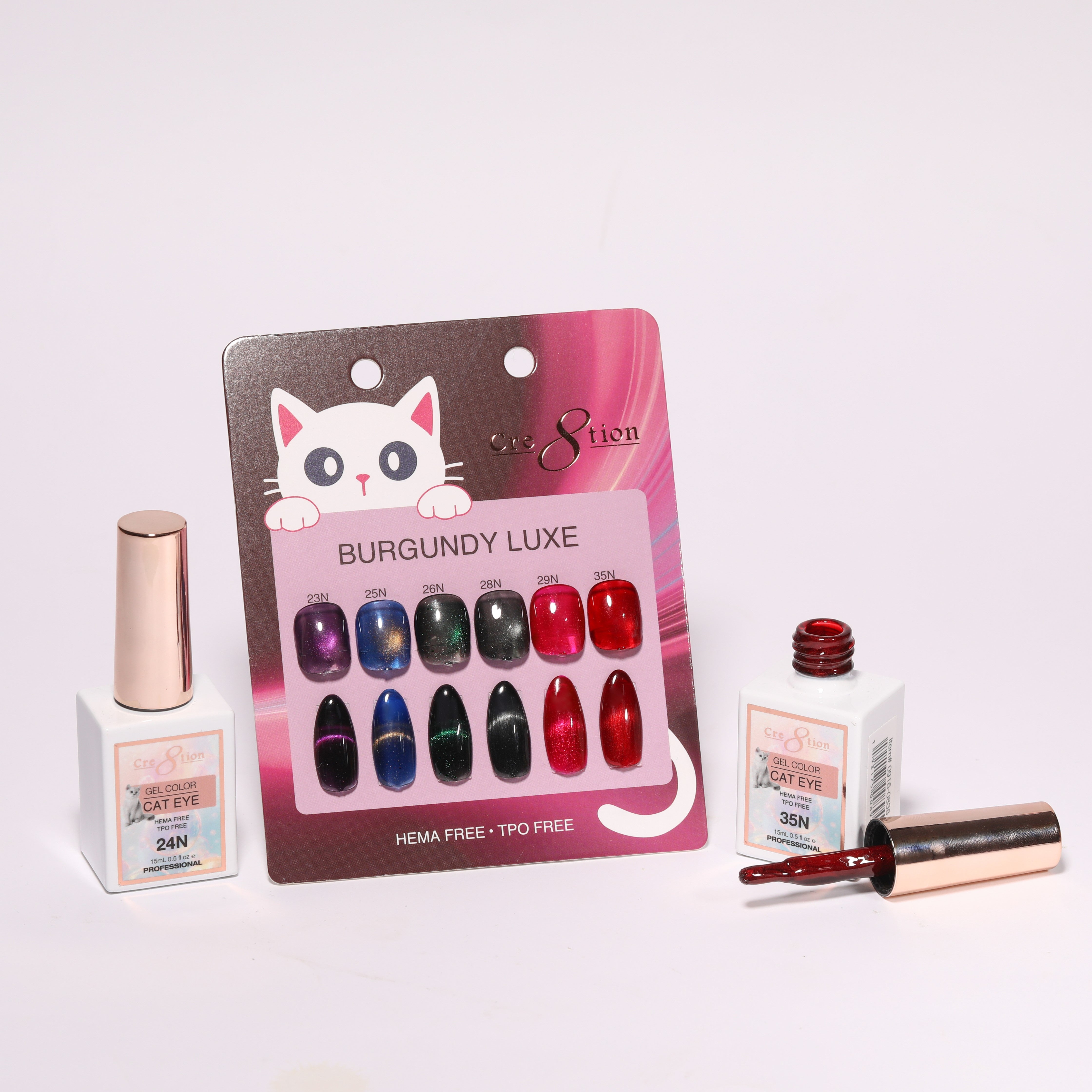 Cre8tion Cat Eye Burgundy Luxe Set - 6 Colors w/ 1 Calendar Display