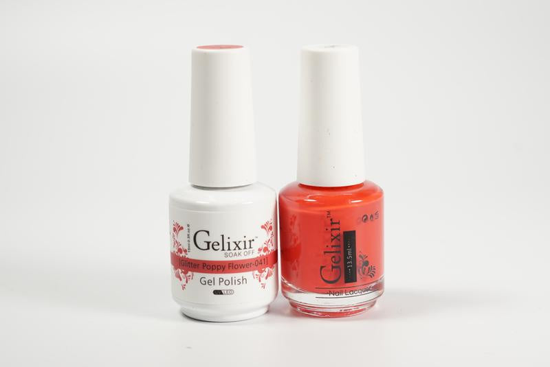 Gelixir Nail Polish Gel & Matching Lacquer Glitter Poppy Flower 1 PK #041