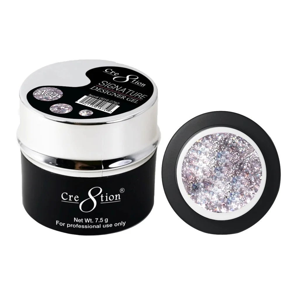 Cre8tion Signature Designer Gel 7.5 g - 0.26oz A04 AB Silver