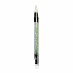 My Store dual-ended silicone nail art sculpting tool with a transparent crystal-filled handle and silver ferrules.