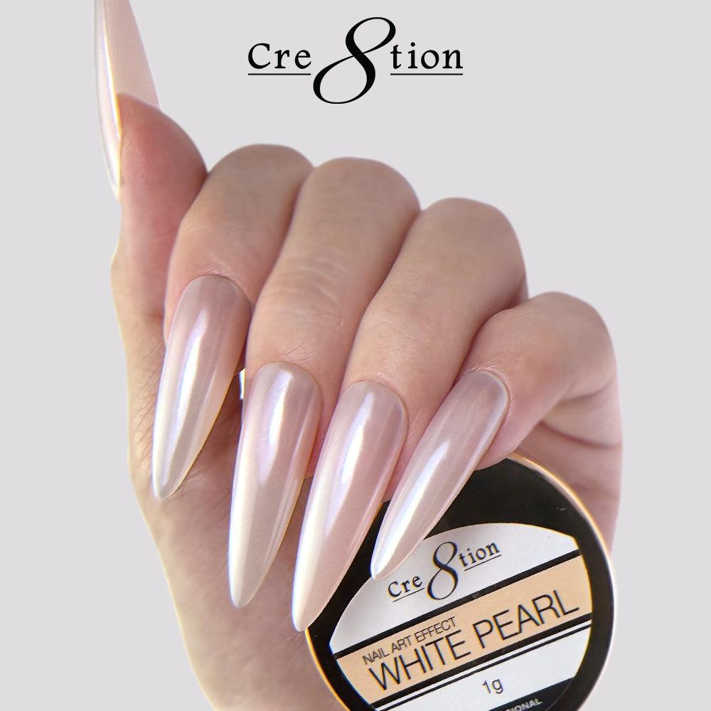 Cre8tion White Pearl Chrome Nail Art Effect 1g
